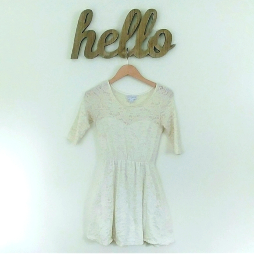 Cream Cotton On Lace Sweetheart Dress (S)
